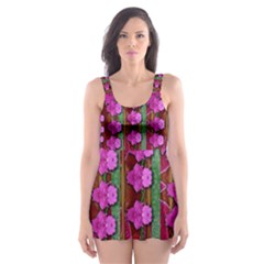 Jungle Flowers In The Orchid Jungle Ornate Skater Dress Swimsuit