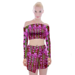 Jungle Flowers In The Orchid Jungle Ornate Off Shoulder Top With Mini Skirt Set by pepitasart