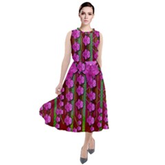 Jungle Flowers In The Orchid Jungle Ornate Round Neck Boho Dress