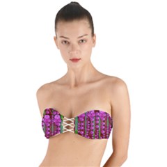 Jungle Flowers In The Orchid Jungle Ornate Twist Bandeau Bikini Top