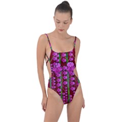 Jungle Flowers In The Orchid Jungle Ornate Tie Strap One Piece Swimsuit