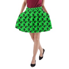 Black Rose Green A-line Pocket Skirt