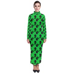 Black Rose Green Turtleneck Maxi Dress