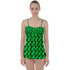 Black Rose Green Babydoll Tankini Set