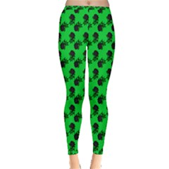 Black Rose Green Inside Out Leggings