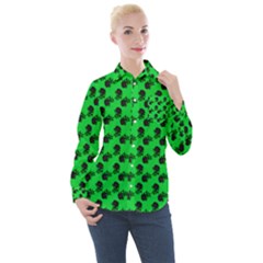 Black Rose Green Women s Long Sleeve Pocket Shirt