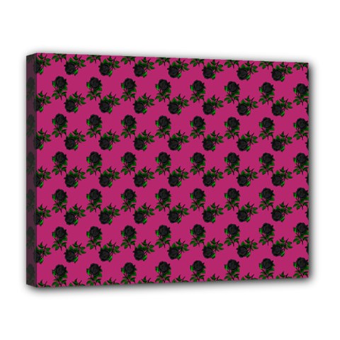 Black Rose Pink Canvas 14  X 11  (stretched)