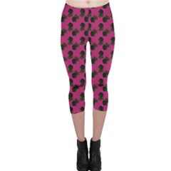 Black Rose Pink Capri Leggings 