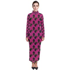 Black Rose Pink Turtleneck Maxi Dress