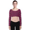 Black Rose Pink Velvet Long Sleeve Crop Top View1