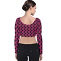 Black Rose Pink Velvet Long Sleeve Crop Top View2