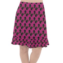 Black Rose Pink Fishtail Chiffon Skirt