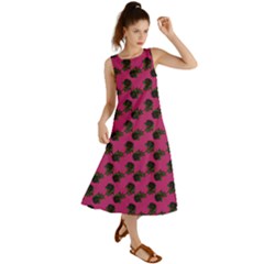 Black Rose Pink Summer Maxi Dress