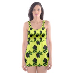 Black Rose Yellow Skater Dress Swimsuit by snowwhitegirl