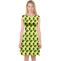 Black Rose Yellow Capsleeve Midi Dress by snowwhitegirl