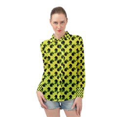 Black Rose Yellow Long Sleeve Chiffon Shirt