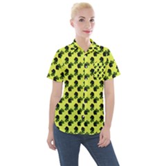 Black Rose Yellow Women s Short Sleeve Pocket Shirt