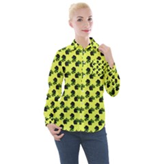 Black Rose Yellow Women s Long Sleeve Pocket Shirt