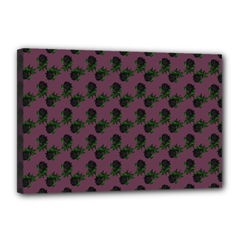 Black Rose Mauve Canvas 18  X 12  (stretched)