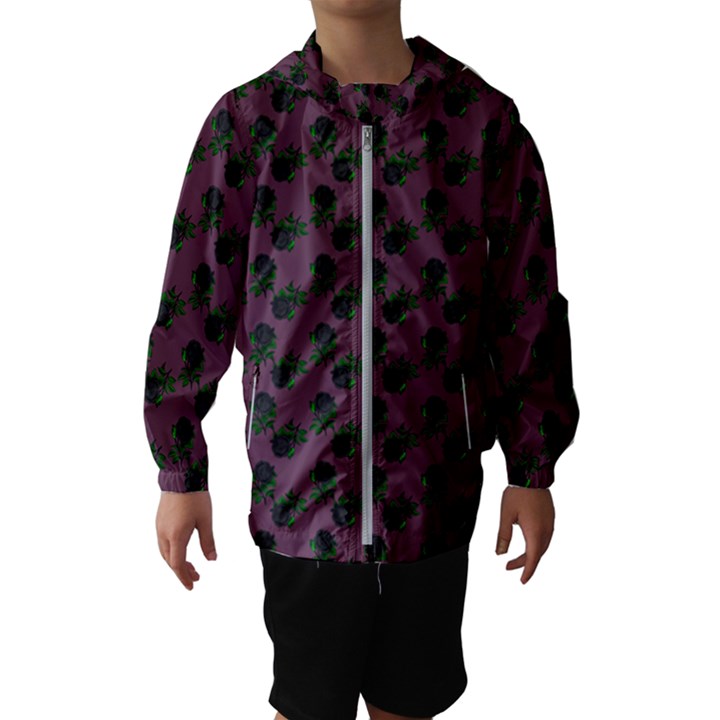 Black Rose Mauve Kids  Hooded Windbreaker