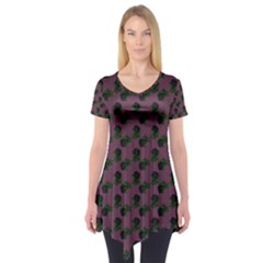 Black Rose Mauve Short Sleeve Tunic  by snowwhitegirl