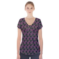 Black Rose Mauve Short Sleeve Front Detail Top by snowwhitegirl