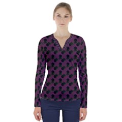 Black Rose Mauve V-neck Long Sleeve Top by snowwhitegirl