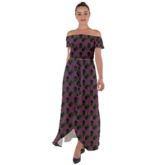 Black Rose Mauve Off Shoulder Open Front Chiffon Dress