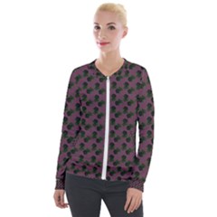 Black Rose Mauve Velour Zip Up Jacket by snowwhitegirl