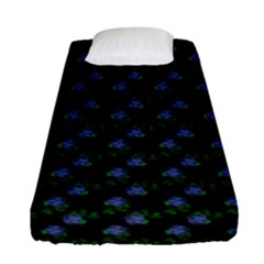 Vintage Blue Roses Black Fitted Sheet (single Size) by snowwhitegirl