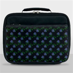 Vintage Blue Roses Black Lunch Bag