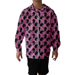 Black Rose Light Pink Kids  Hooded Windbreaker by snowwhitegirl