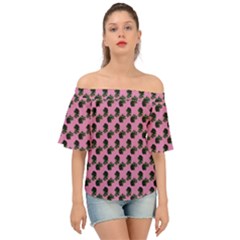 Black Rose Light Pink Off Shoulder Short Sleeve Top