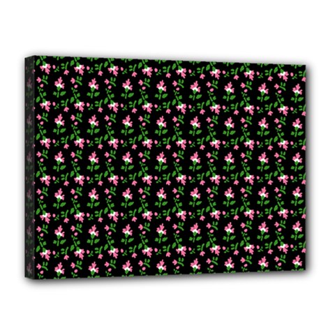 Carnation Pink Black Canvas 16  X 12  (stretched) by snowwhitegirl