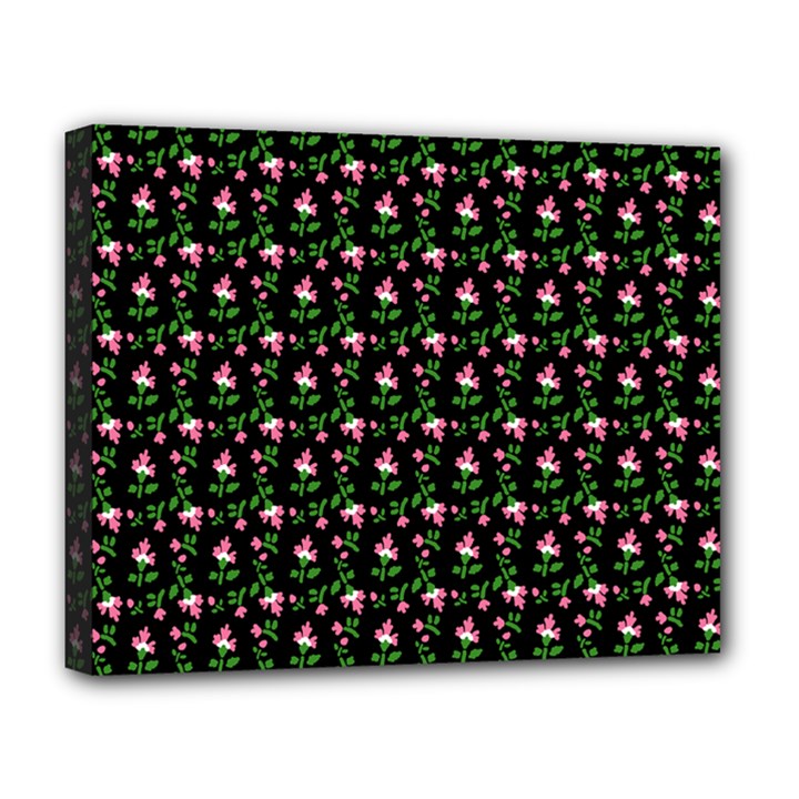 Carnation Pink Black Deluxe Canvas 20  x 16  (Stretched)