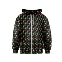 Carnation Pink Black Kids  Zipper Hoodie