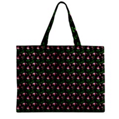 Carnation Pink Black Zipper Mini Tote Bag