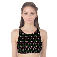 Carnation Pink Black Tank Bikini Top by snowwhitegirl