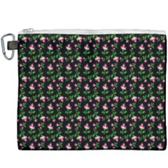 Carnation Pink Black Canvas Cosmetic Bag (xxxl) by snowwhitegirl