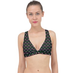 Carnation Pink Black Classic Banded Bikini Top