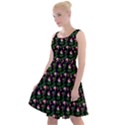 Carnation Pink Black Knee Length Skater Dress View1