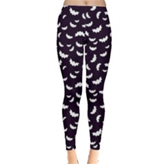 Cute Bat Silhouettes Pattern Leggings Purple