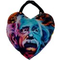 Albert Einstein Retro wall graffiti blue pink orange modern urban art grunge Giant Heart Shaped Tote View1