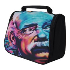 Albert Einstein Retro Wall Graffiti Blue Pink Orange Modern Urban Art Grunge Full Print Travel Pouch (small) by snek