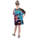 Albert Einstein Retro wall graffiti blue pink orange modern urban art grunge Kids  One Piece Chiffon Dress View2