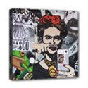 Frida Kahlo brick wall graffiti urban art with grunge eye and frog  Mini Canvas 8  x 8  (Stretched) View1