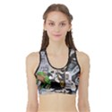 Frida Kahlo brick wall graffiti urban art with grunge eye and frog  Sports Bra with Border View1