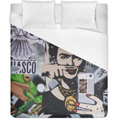 Frida Kahlo Brick Wall Graffiti Urban Art With Grunge Eye And Frog  Duvet Cover (california King Size) by snek