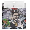 Frida Kahlo brick wall graffiti urban art with grunge eye and frog  Duvet Cover Double Side (Queen Size) View1