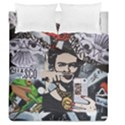 Frida Kahlo brick wall graffiti urban art with grunge eye and frog  Duvet Cover Double Side (Queen Size) View2